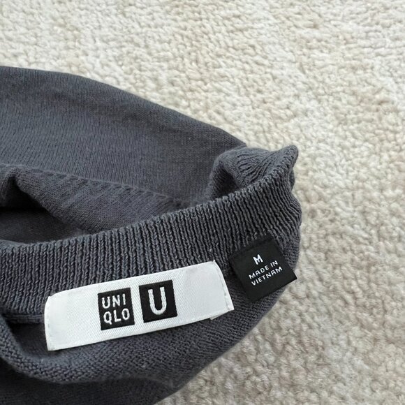 Uniqlo Grey Hilo Cotton Blend Sweater Knit Top M - Picture 2 of 10